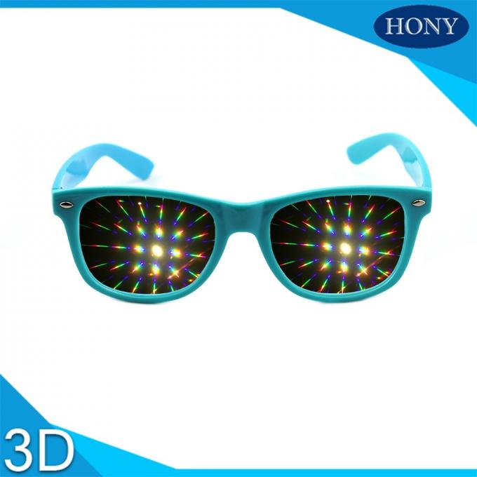 Wayfarer Style 3D Prism Rave แว่นตากันแดดพลาสติกแข็งแว่นตา Fireworks, 13500 Gratings Light แว่นสายรุ้ง