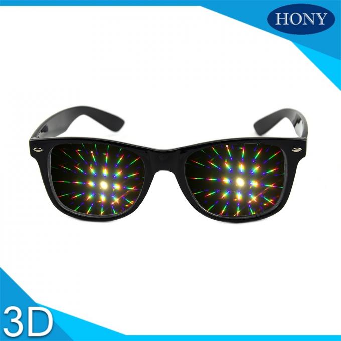 Wayfarer Style 3D Prism Rave แว่นตากันแดดพลาสติกแข็งแว่นตา Fireworks, 13500 Gratings Light แว่นสายรุ้ง